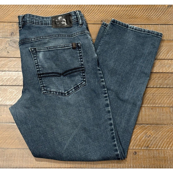 Buffalo Jeans Jackson-X Dark Wash Blue Straight Leg Stretch Denim - Size 36x30 - Picture 3 of 10